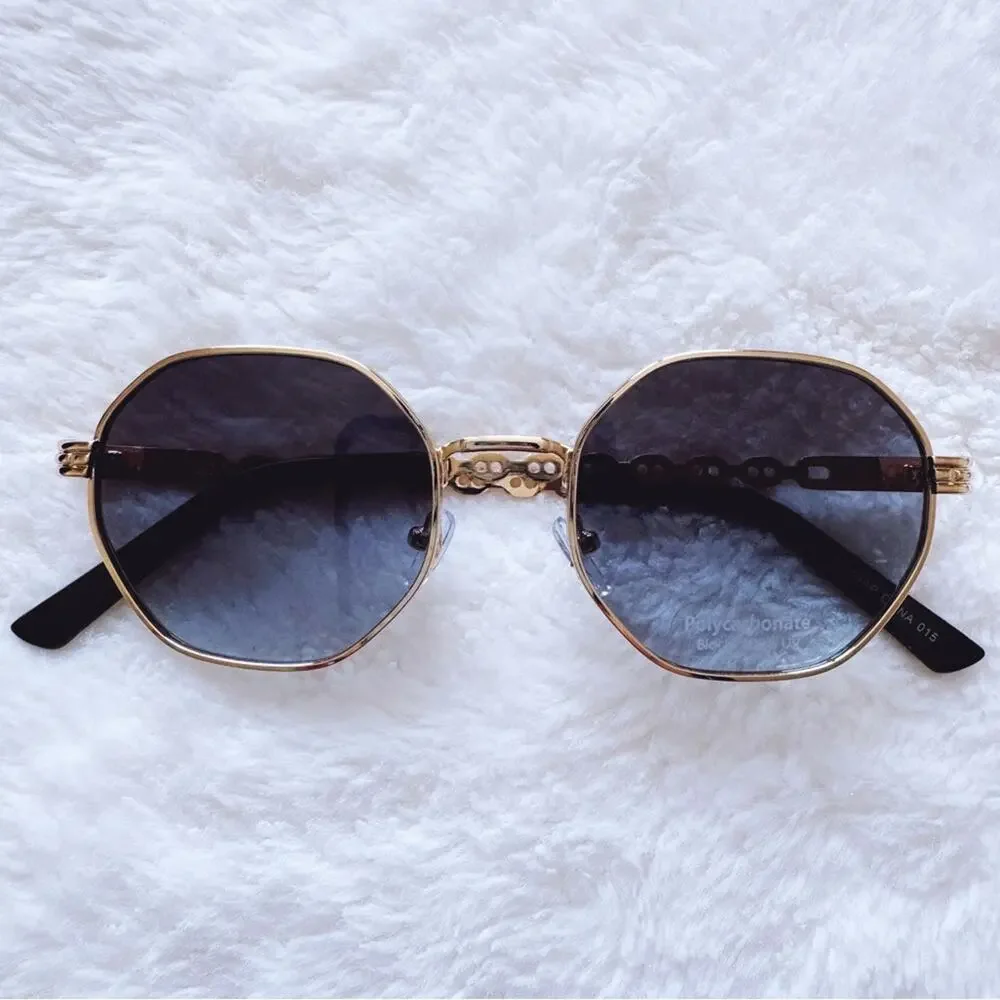 Phoebe Dark Blue Geometric Sunglasses